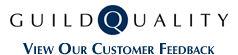 Logo of guildquality, specializing in siding installations & repairs, featuring the company name with a stylized "q" in a blue color palette.